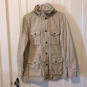 Lands End Khaki/Beige Long Sleeve Utility Jacket